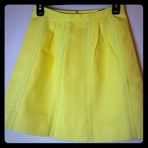 J Crew Sz 00 Lace Stripe Skirt Yellow